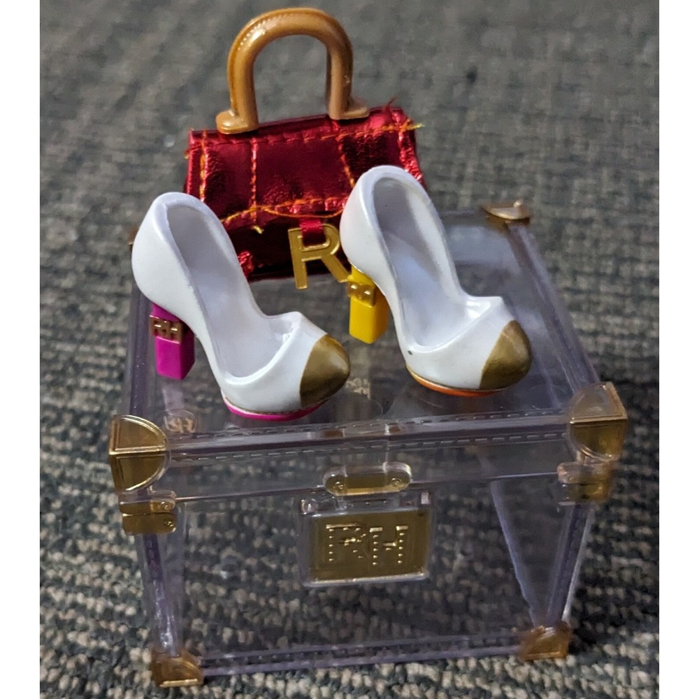 Rainbow High Accessory Toy Lot Clear Trunk, White Shoes,‎ Red Purse